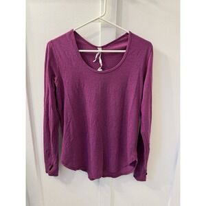 Lululemon Women Size 6 Karma Long Sleeve Shirt Magenta Athletic Gym Active